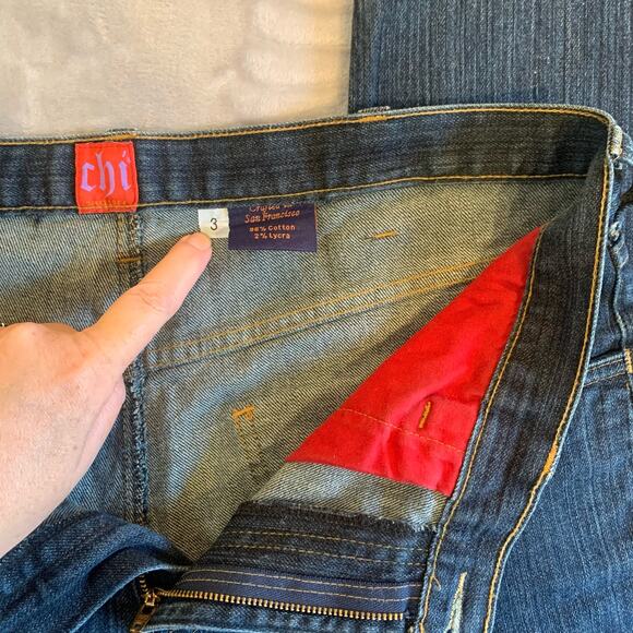 Chi Jeans SF Women's 12 (3)‎ Denim Dark Denim Straight Leg Diamond Crotch (0365) - Picture 2 of 13